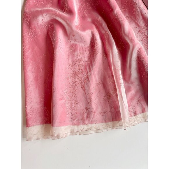 Vintage 90's LORI ANN Pink Glitter Embellished Organza A-Line Maxi Skirt, Size 6 - Picture 9 of 16